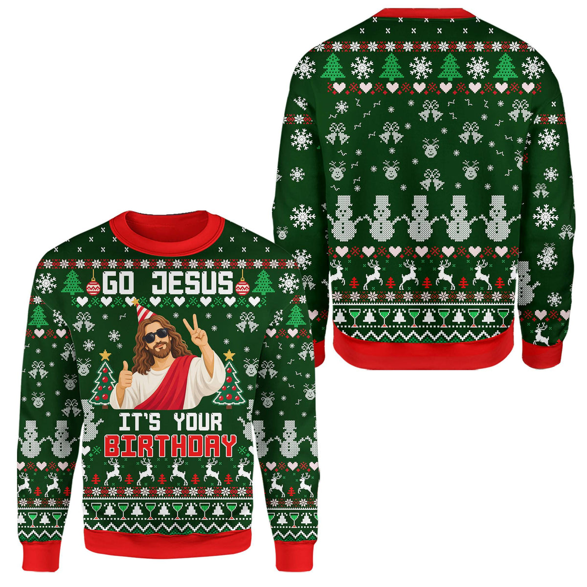 Detailed view of the sweater fabric and print
