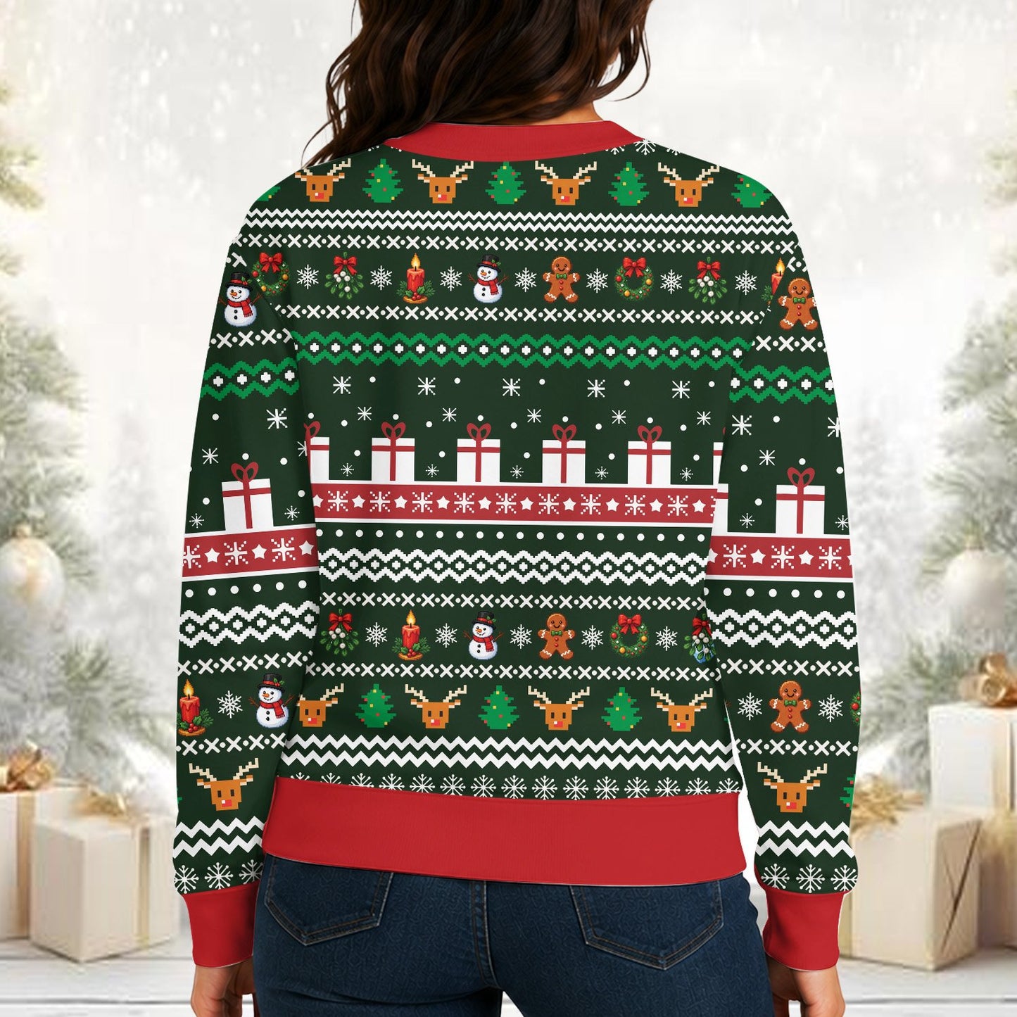 Third lifestyle view of the christmas fitness ugly sweater
