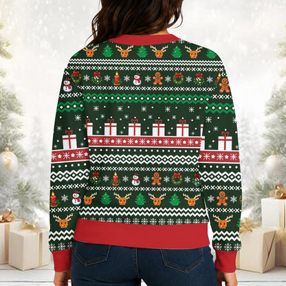 Third lifestyle view of the christmas fitness ugly sweater