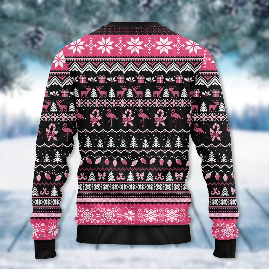 Back view of the holiday ugly sweater showing repeating pattern