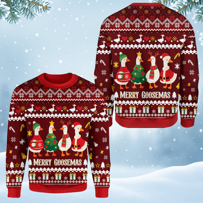 Front view of the adult holiday ugly sweater showing the polyester fabric texture