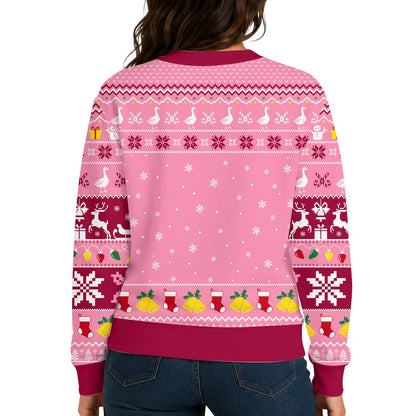 Detailed back view of the holiday ugly sweater pattern