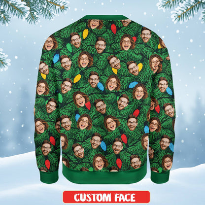 Additional back view of the green holiday ugly sweater