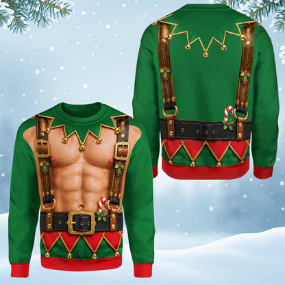 Back view of the ugly green christmas sweater