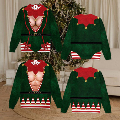 Another front view of the green ugly christmas sweater design