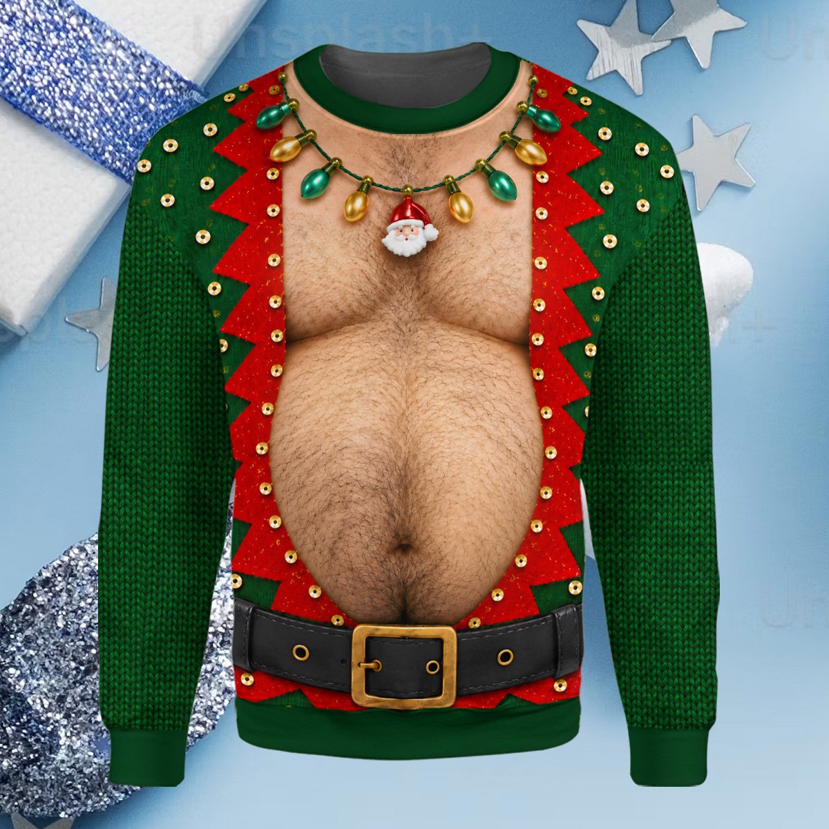 Additional front view of the ugly holiday sweater