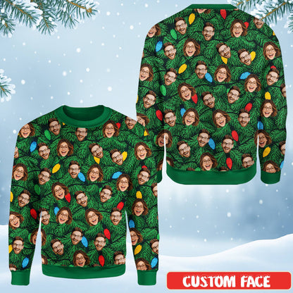 Front angle of the personalized holiday ugly sweater