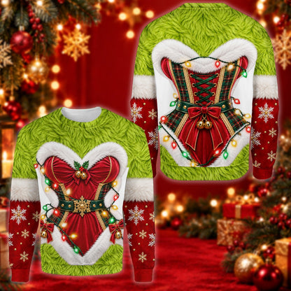 Alternative front view of the green christmas ugly sweater