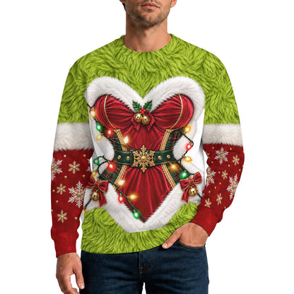 Adult holiday sweater showing snowflake details on the front
