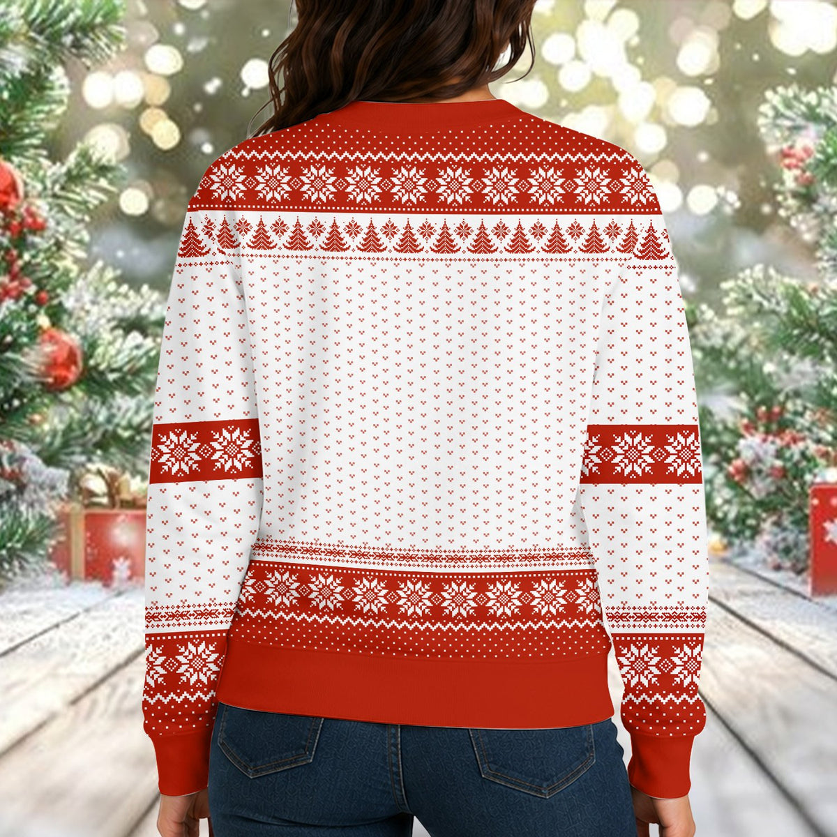 Close-up lifestyle view of the funny highland cow holiday design.