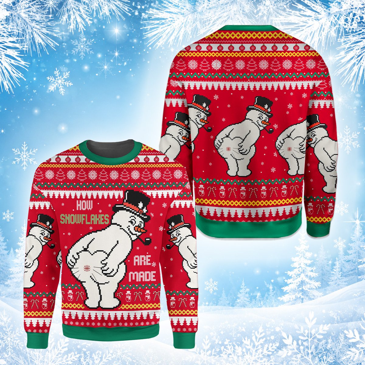 Alternative back view of the holiday ugly sweater.