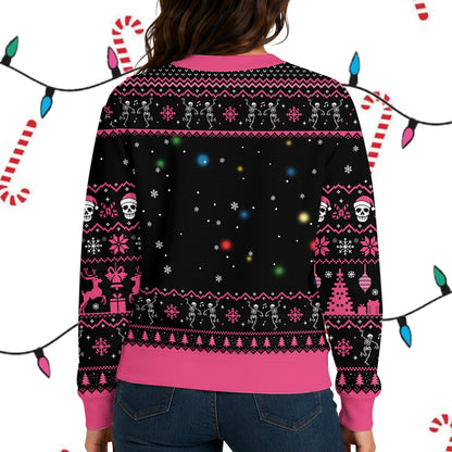 Detailed back view of the ugly christmas sweater black
