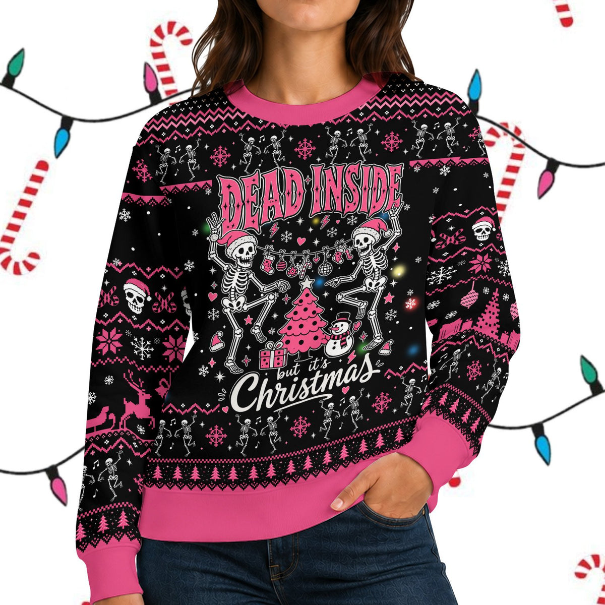 Second lifestyle view showing the adult humor ugly sweater