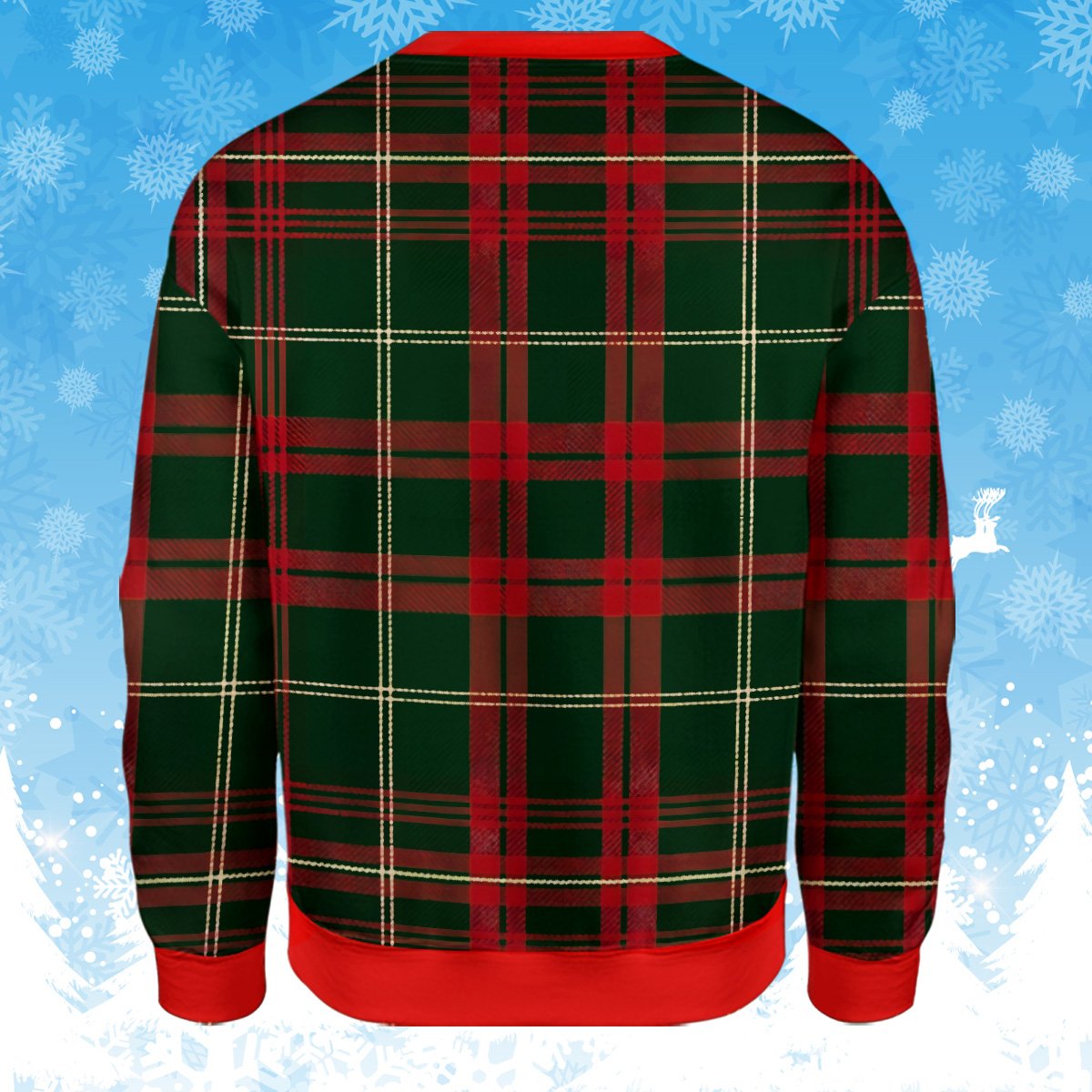 Back view 2 of green christmas ugly sweater
