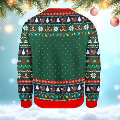 Third back view of the festive ugly sweater