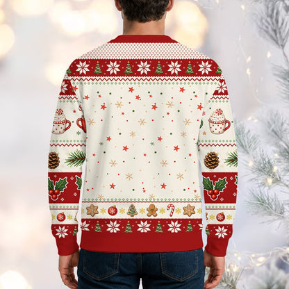 Additional back view of the festive ugly sweater