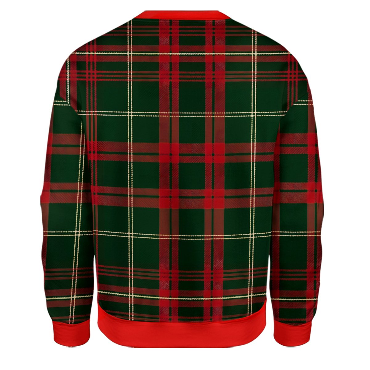 Back view of green christmas ugly sweater