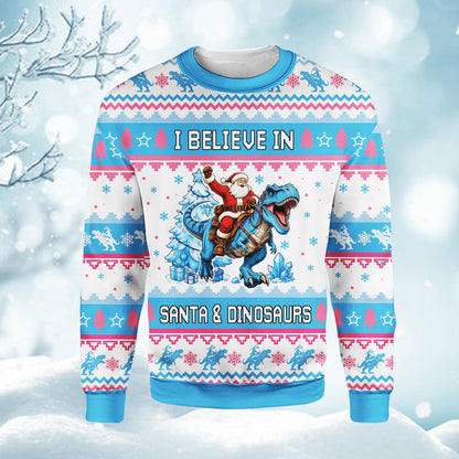 Back view of the festive holiday ugly sweater with all-over print