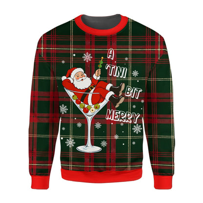 Front view 2 of green and red plaid ugly sweater