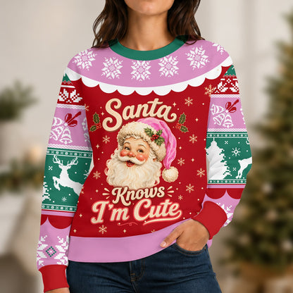 Another front view of the festive Santa ugly sweater