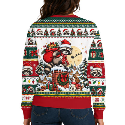 Detailed side view of the ugly christmas sweater holiday pattern