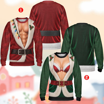 Multicolor view of funny fake open jacket holiday sweaters