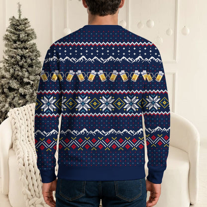 Detailed back view of the holiday sweater pattern