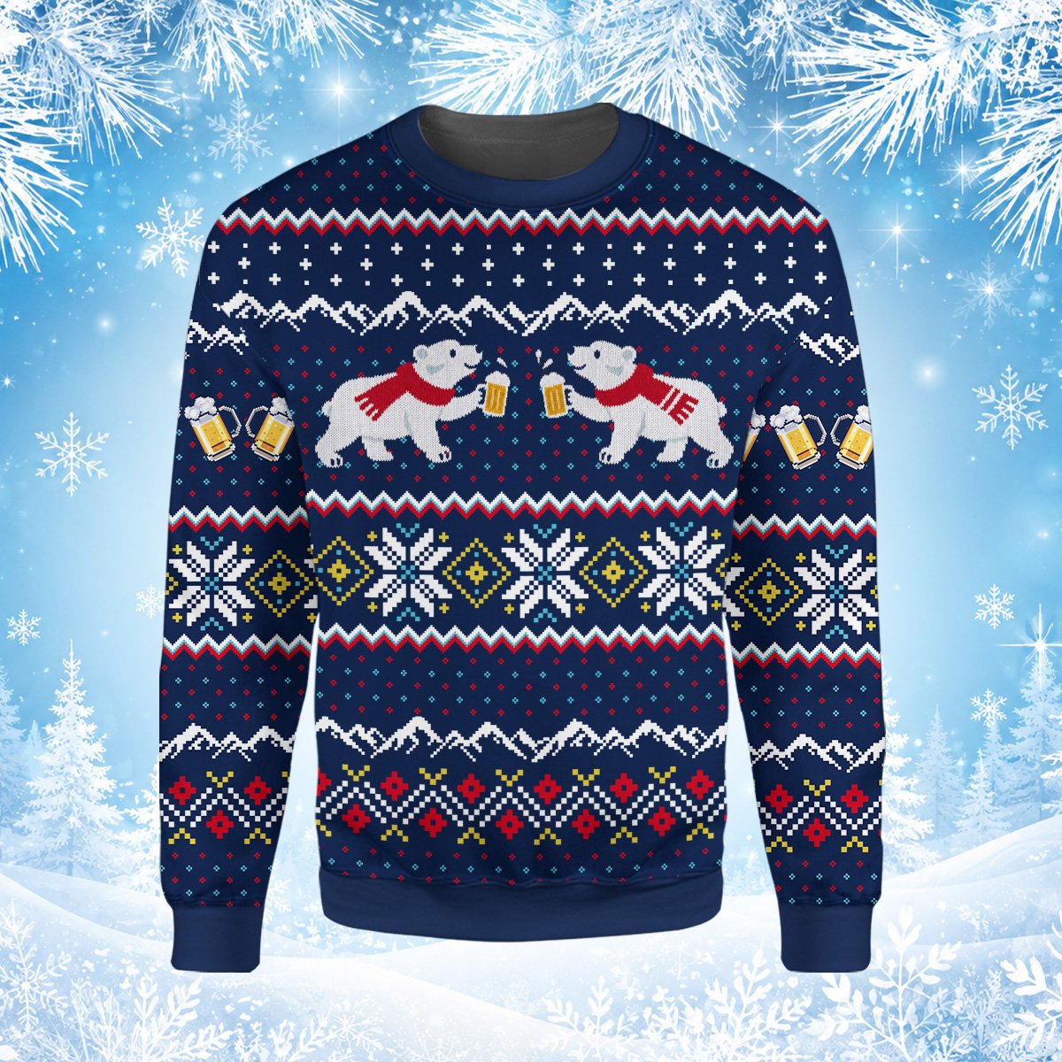 Detailed front view of the holiday ugly sweater pattern