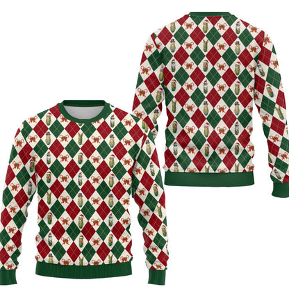 Styled front view of the green christmas ugly sweater