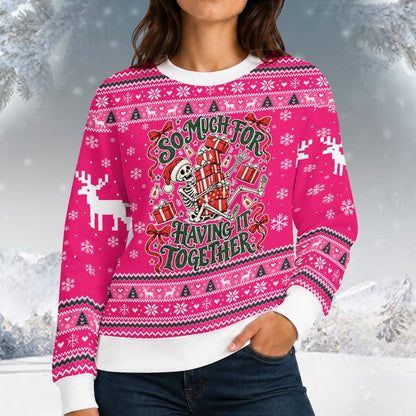 Another lifestyle view showing the holiday ugly sweater in a festive setting