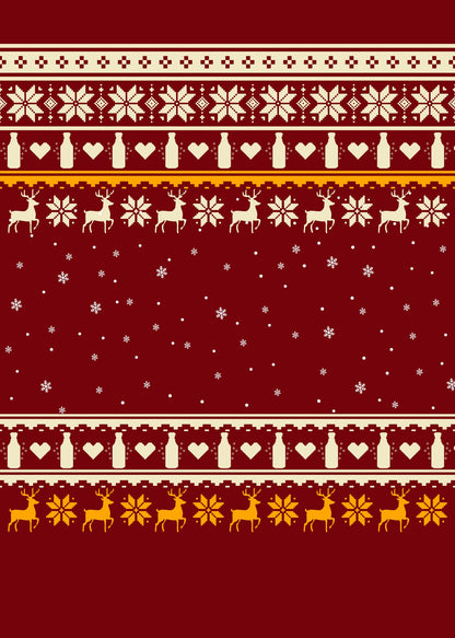 Back view of the ugly christmas sweater red deer design