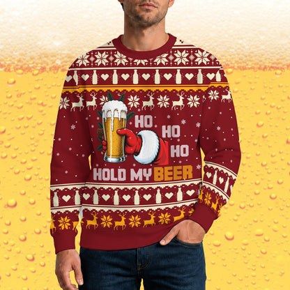 Lifestyle view 3 showing the fun holiday ugly sweater men style