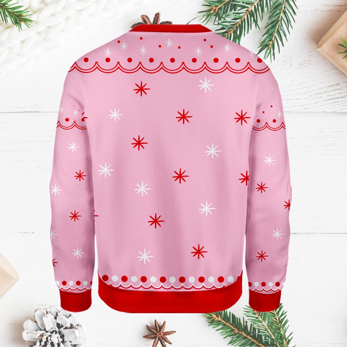 Alternate back view of the holiday ugly sweater