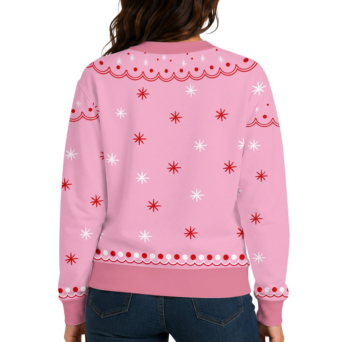 Another lifestyle view showing the ugly santa sweater