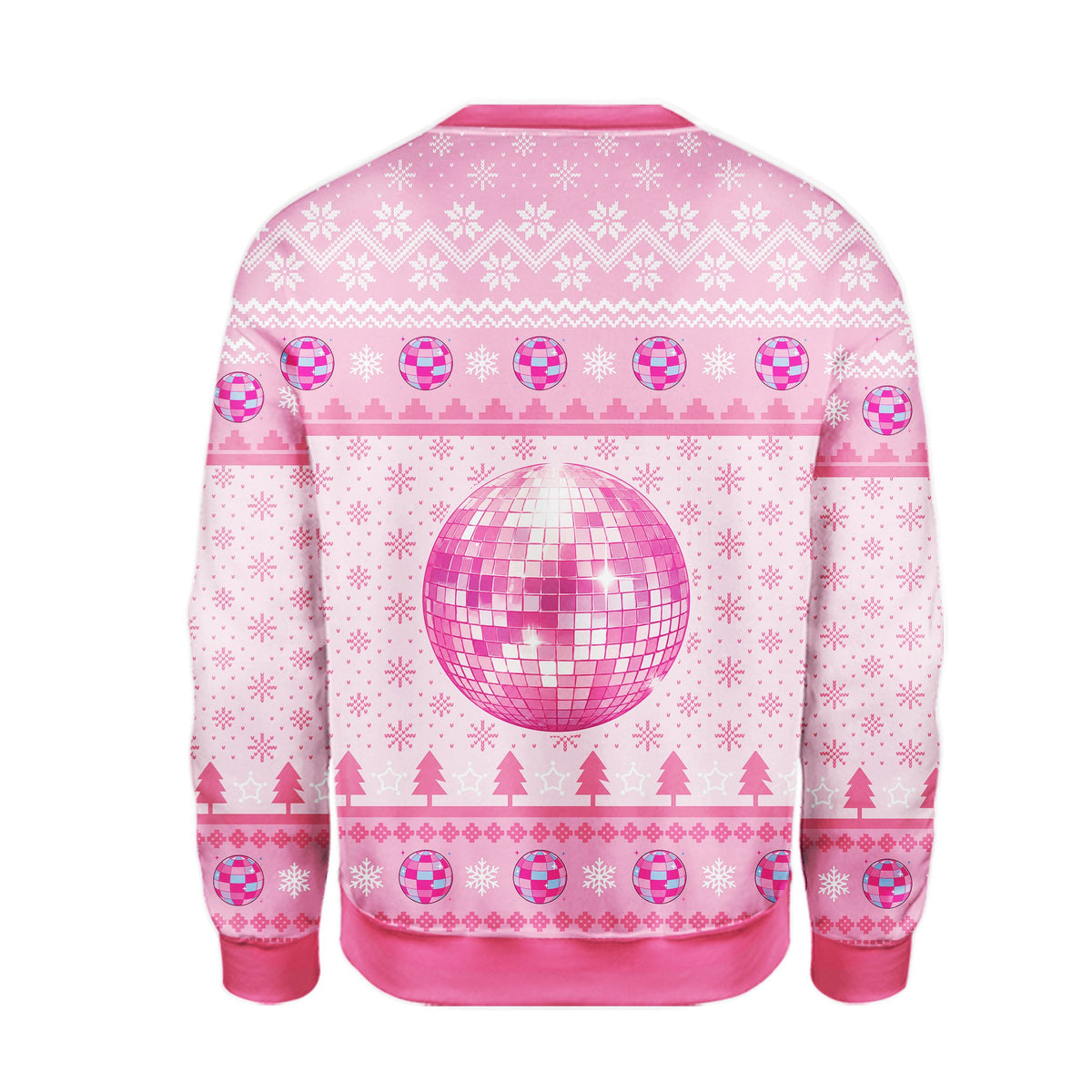 Pink ugly christmas sweater, back view
