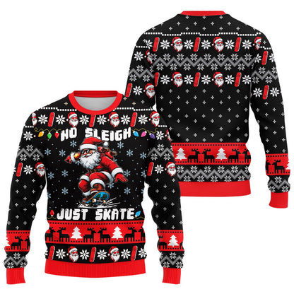 Close-up detail of the ugly christmas sweater black pattern with reindeer and snowflakes