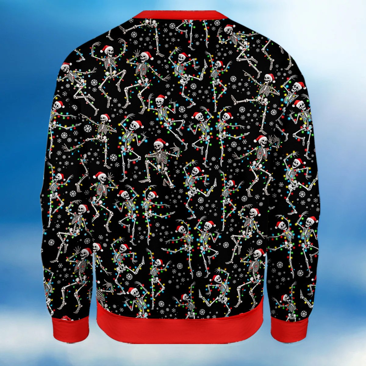 Detailed back view of the ugly sweater