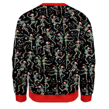 Back view of the skeletons ugly sweater