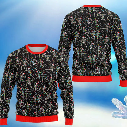 Additional front view of the christmas skeletons ugly sweater