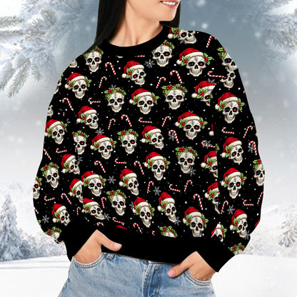 Lifestyle view of someone wearing the black christmas ugly sweater