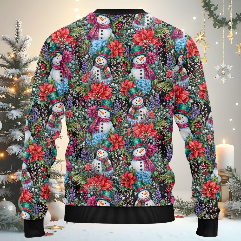 Fifth lifestyle view highlighting the comfortable fit of the holiday ugly sweater