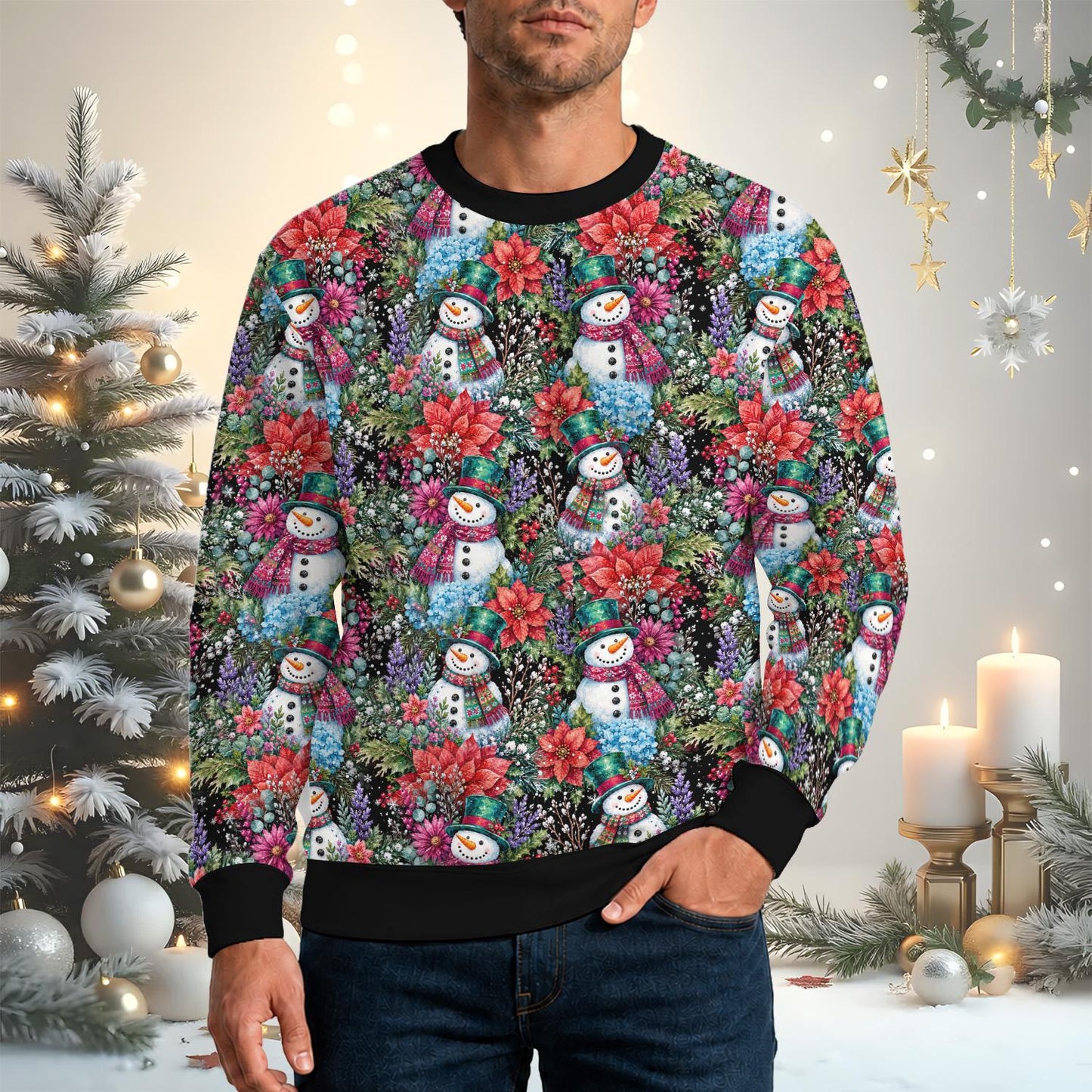 Sixth lifestyle view of the abominable snowman ugly christmas sweater