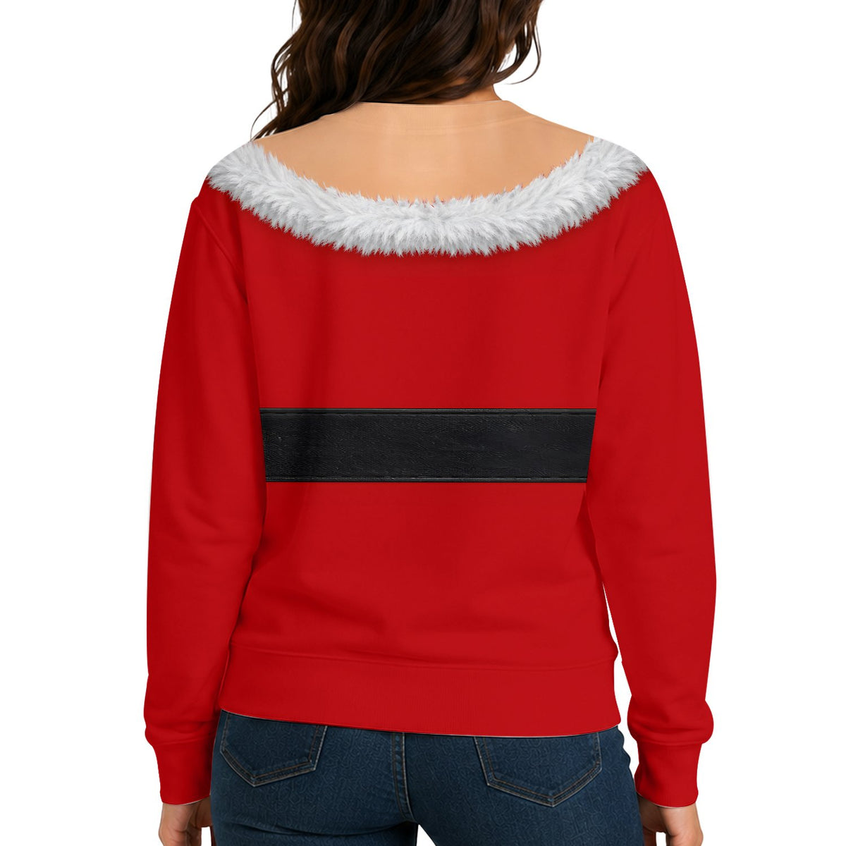 Detailed back view of the holiday sweater
