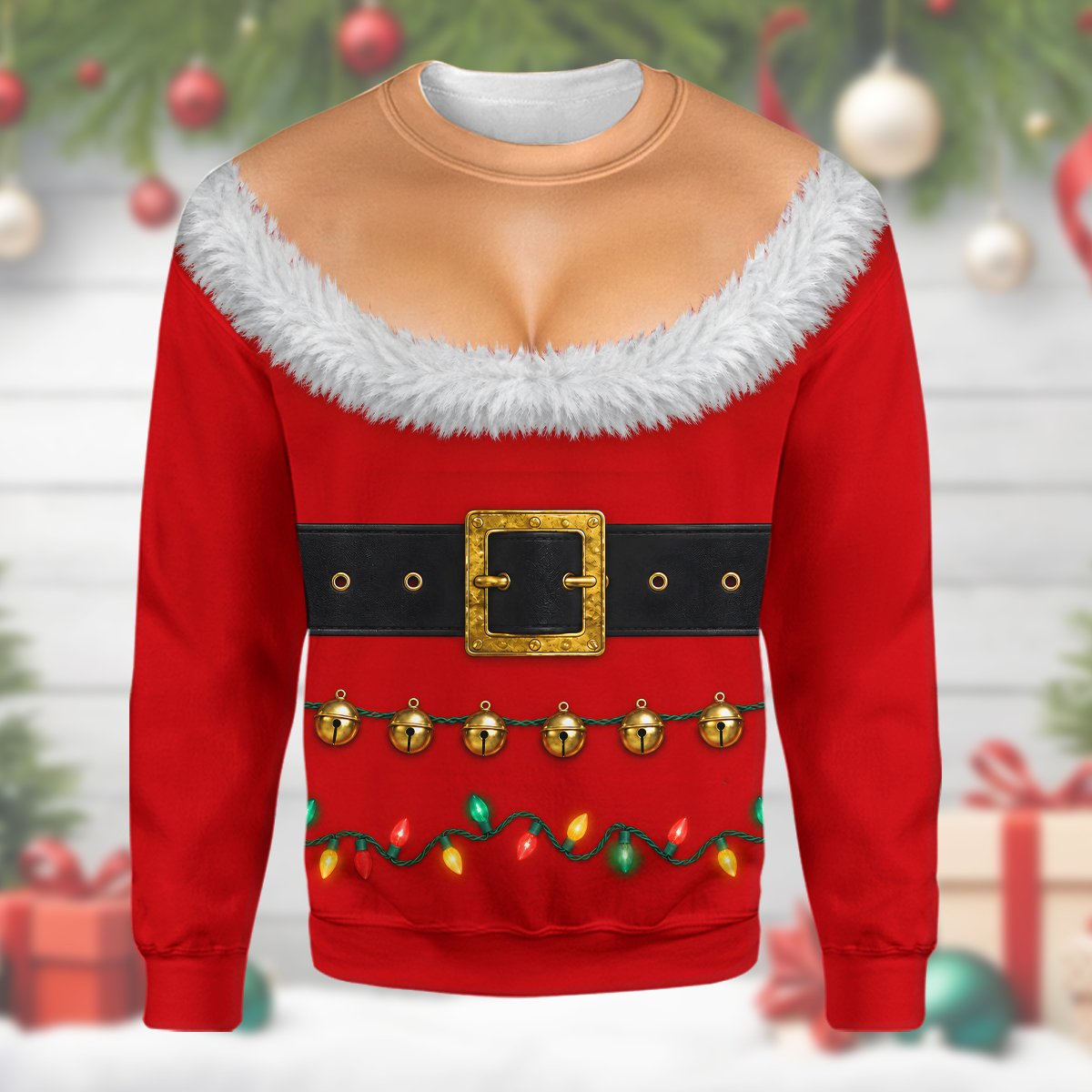 Another front view of the red christmas ugly sweater