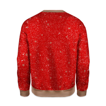 Close-up back view of the holiday sweater