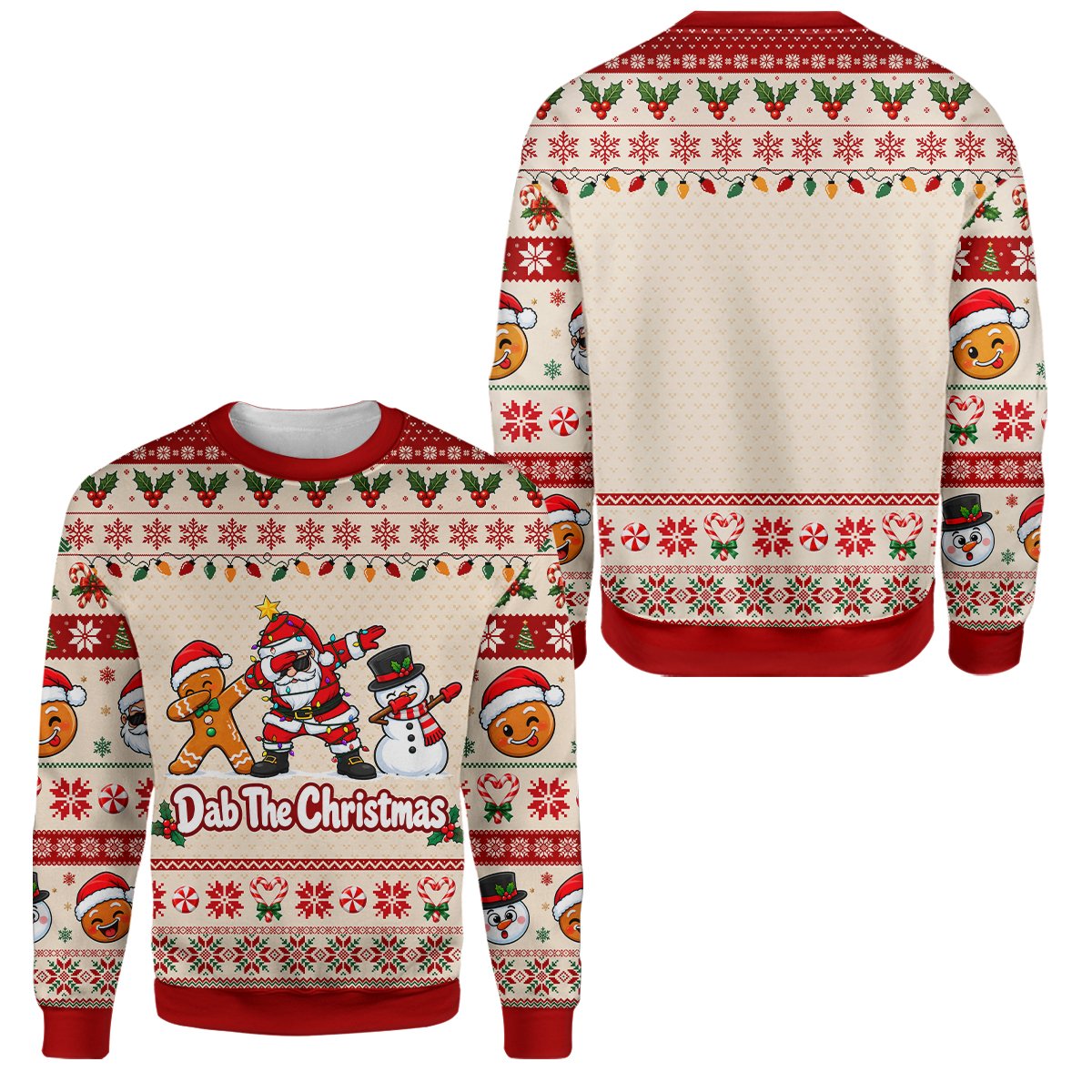 Full front view of the Dab The Christmas ugly sweater