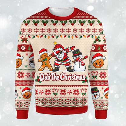 Front view of the red and beige christmas ugly sweater