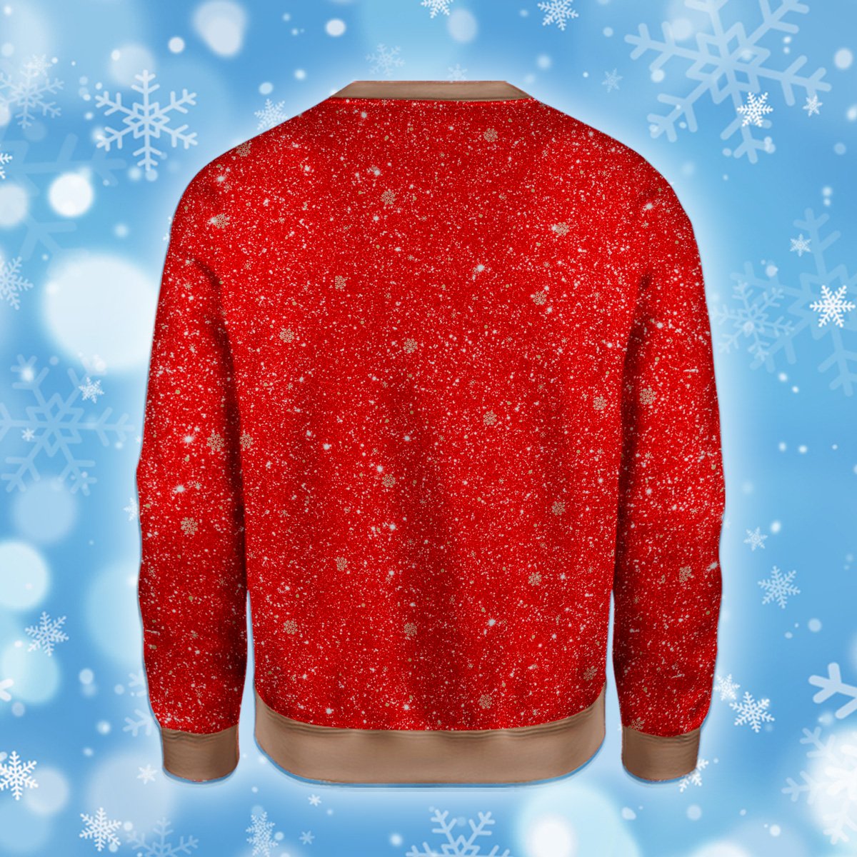 Second lifestyle view of the holiday ugly christmas sweater being worn