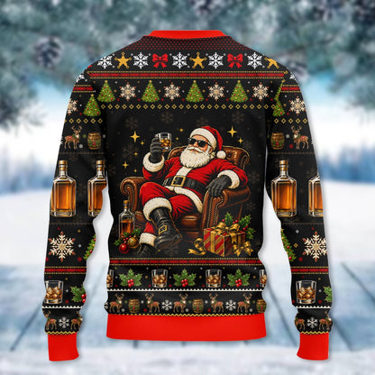 Whiskey ugly christmas sweater back view styling detail 2