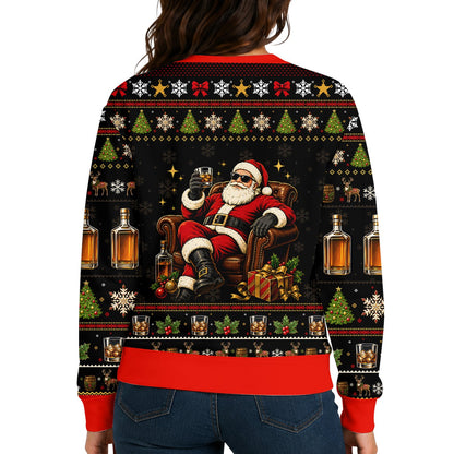 Whiskey ugly christmas sweater back view styling detail 3